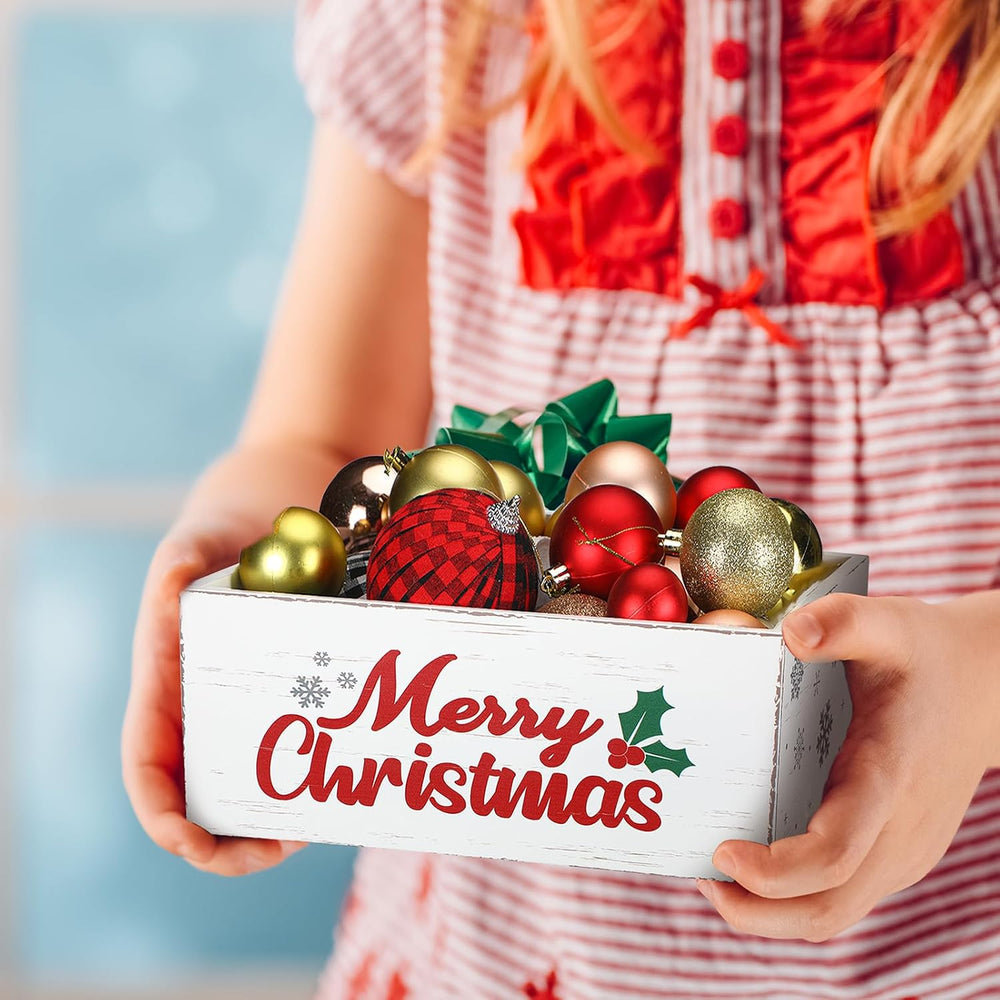 Namalu Christmas Hot Cocoa Bar Storage Box Wooden Crate with Handles Hot Coco...