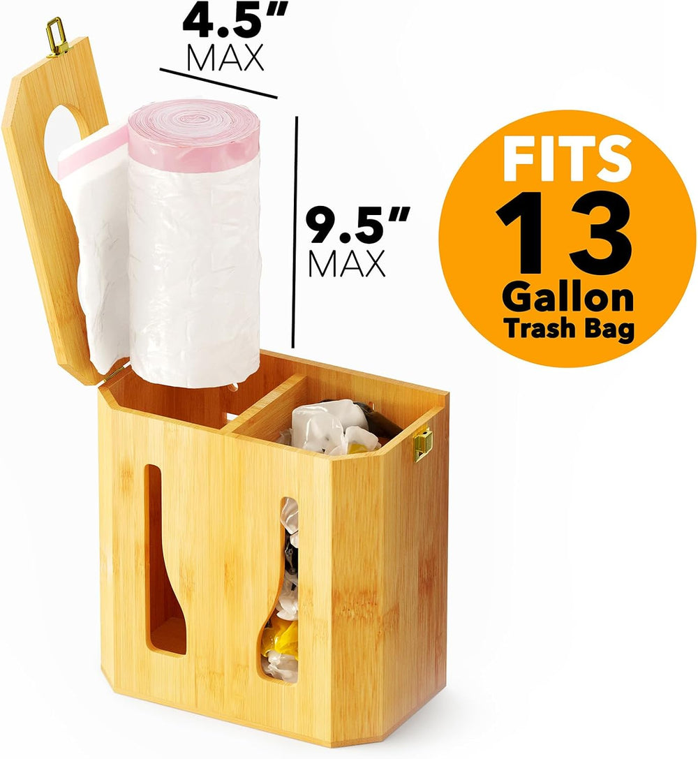 SpaceAid Bamboo 2 in 1 Garbage Bag Roll Holder & Dispenser, Under Sink Or...