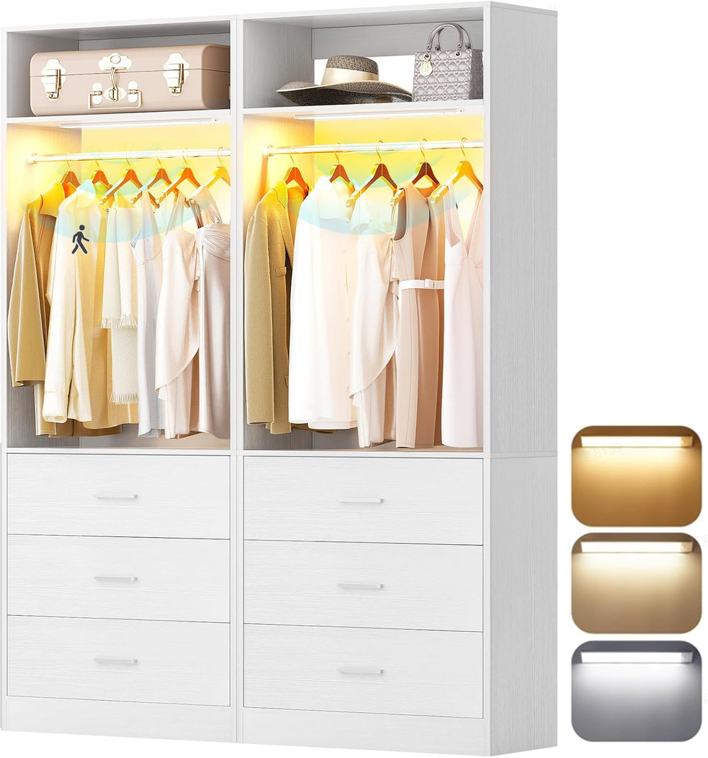 Besiost Freestanding Closet Systems with 2 Motion Sensor LED Lights, 2 Set