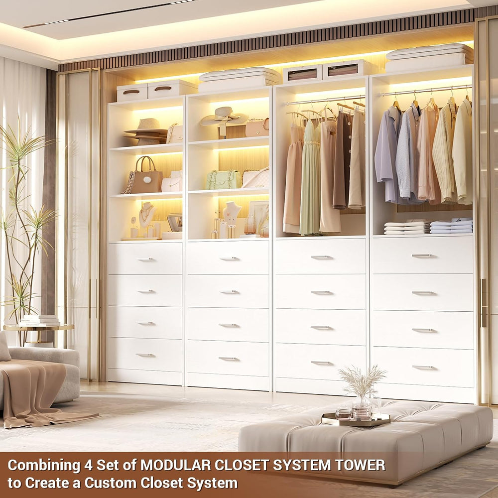 Aheaplus Closet Drawers Organizer System, 21.3" Wood Closet System with ...