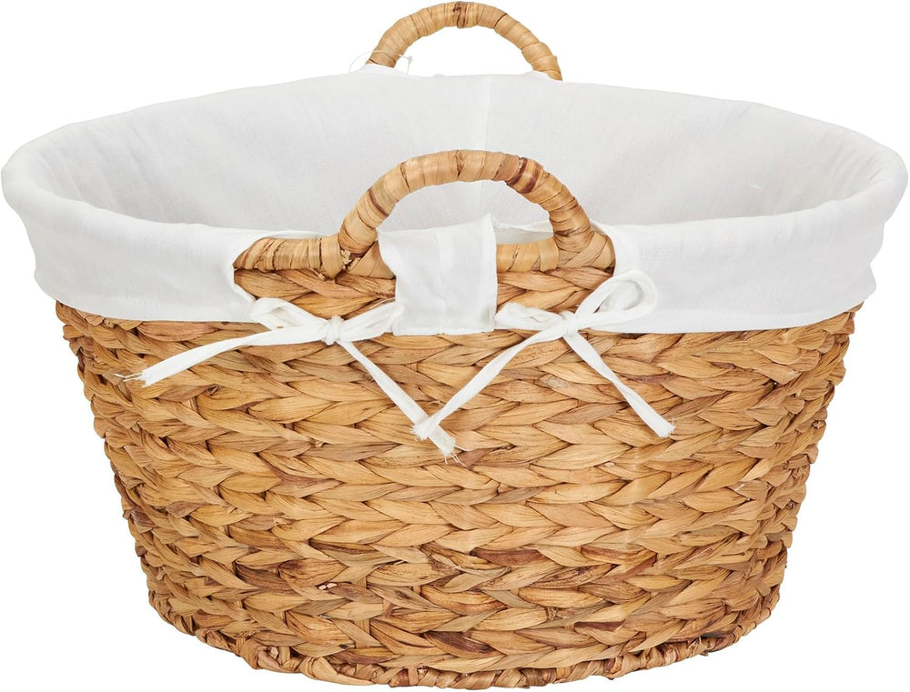 Household Essentials Round Wicker Laundry Basket with Handles, Whimsical Wate...