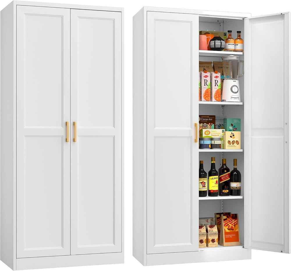 71"Tall Metal Kitchen Pantry Storage Cabinet with Doors& 4 Shelves