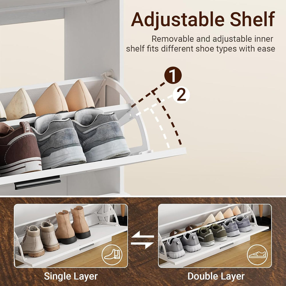 SoBuy Shoe Cabinet Storage with Open Shelf & Hooks