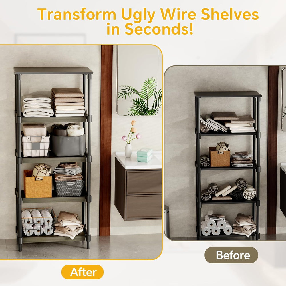 6 PCS Wire Rack Covers for Pantry Wood Grain, 33''W * 16''D (...