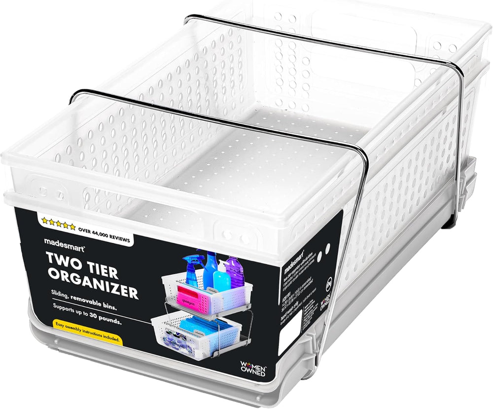 madesmart 2 Tier Bath Organizer,Undersink Storage with Sliding Drawers,for Cl...