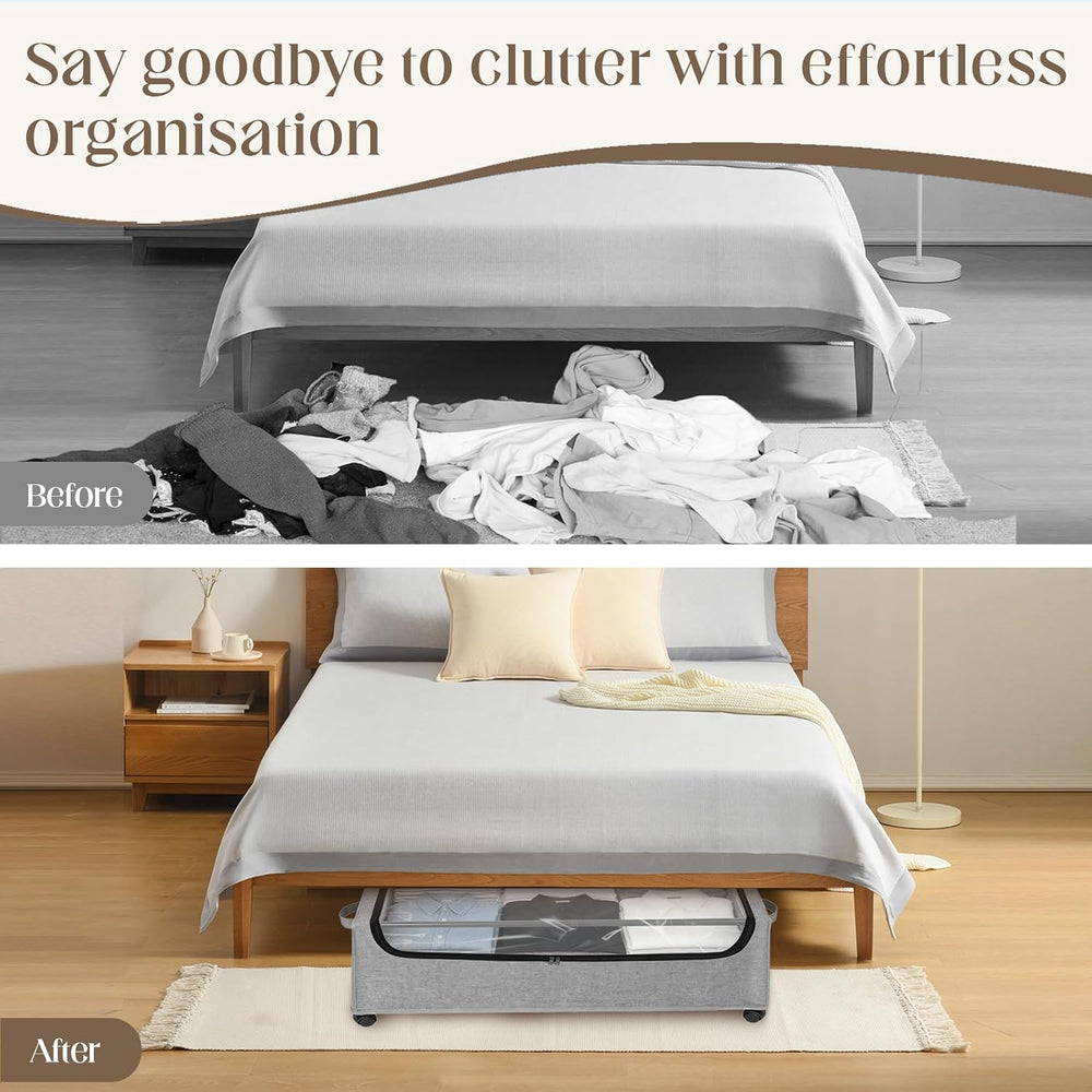 Under Bed Storage with Wheels, 2 Pack Under Bed Storage Containers, 10.6 inch...