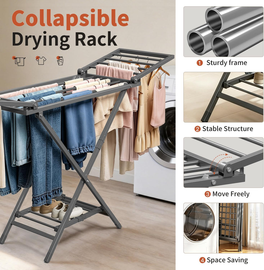 Clothes Drying Rack Heavy Duty, Foldable Laundry Dryer Stand for Clothing &am...