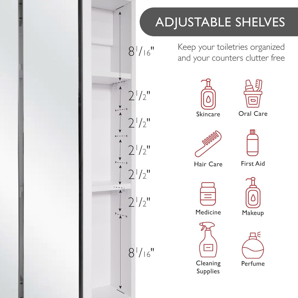 Design House Cyprus Medicine Cabinet, 3 Frameless Mirrored Doors, 2 Adjustabl...