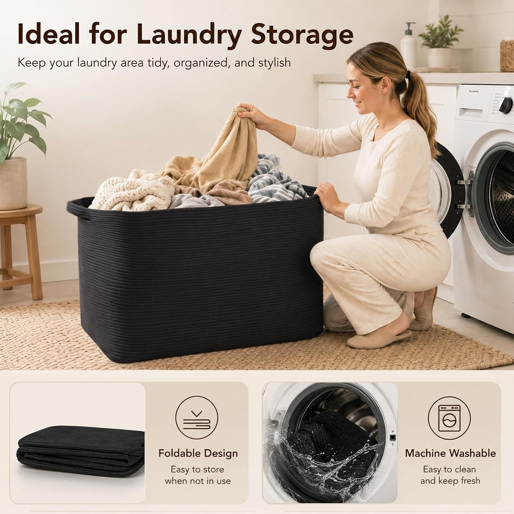 OIASKET 95L Extra Large Blanket Basket, 24" x 16.9" x 14.2" Wo...