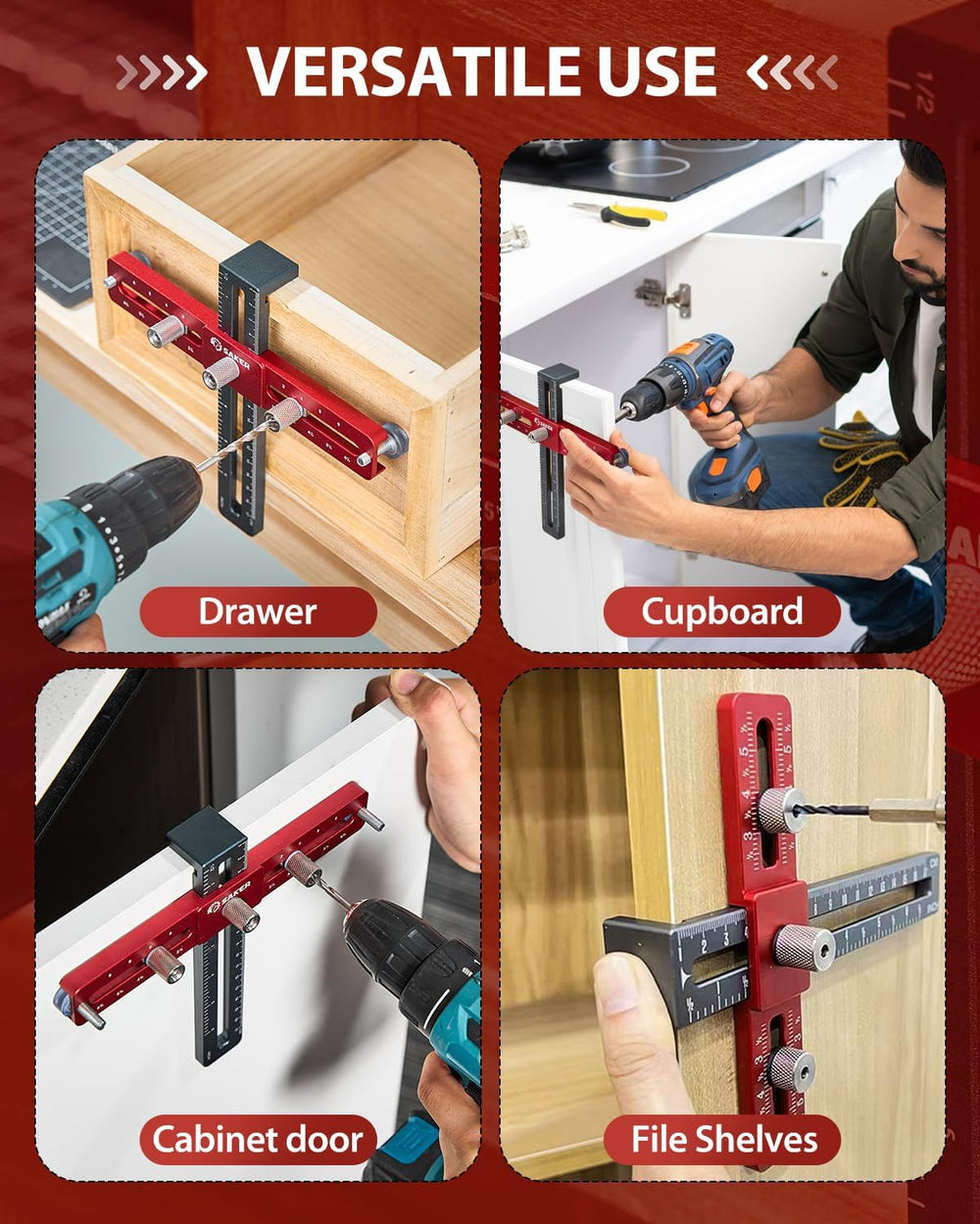 Saker Cabinet Hardware Jig, Cabinet Handle Doweling Template Tool