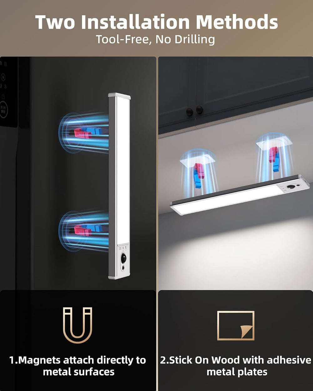 EZVALO 5-Pack Under Cabinet Lighting, 2400mAh Motion Sensor Light, LED Closet...