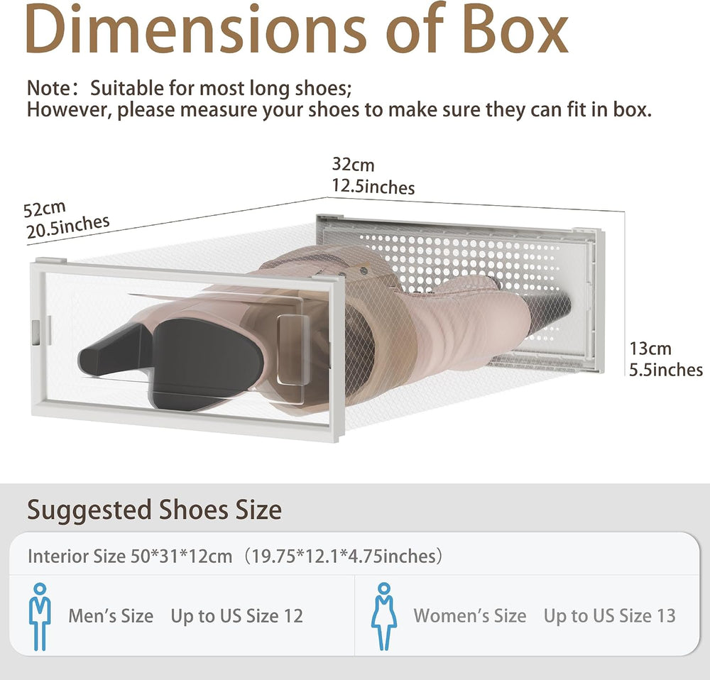 8 Pack Stackable Shoe Storage Boxes, Plastic Shoe Organizer Drawers Bins for ...