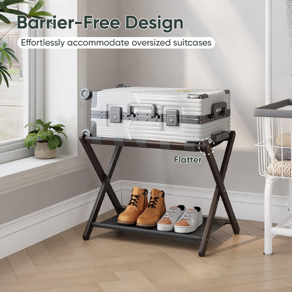 Smart FENDEE 2 Pack Luggage Rack, Folding Luggage Rack for Guest Room, Brown ...