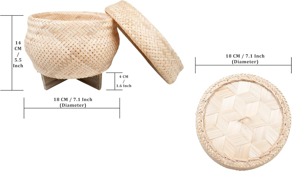 CCcollections Traditional Handmade Bamboo Sticky Rice Basket Sets, Authentic ...