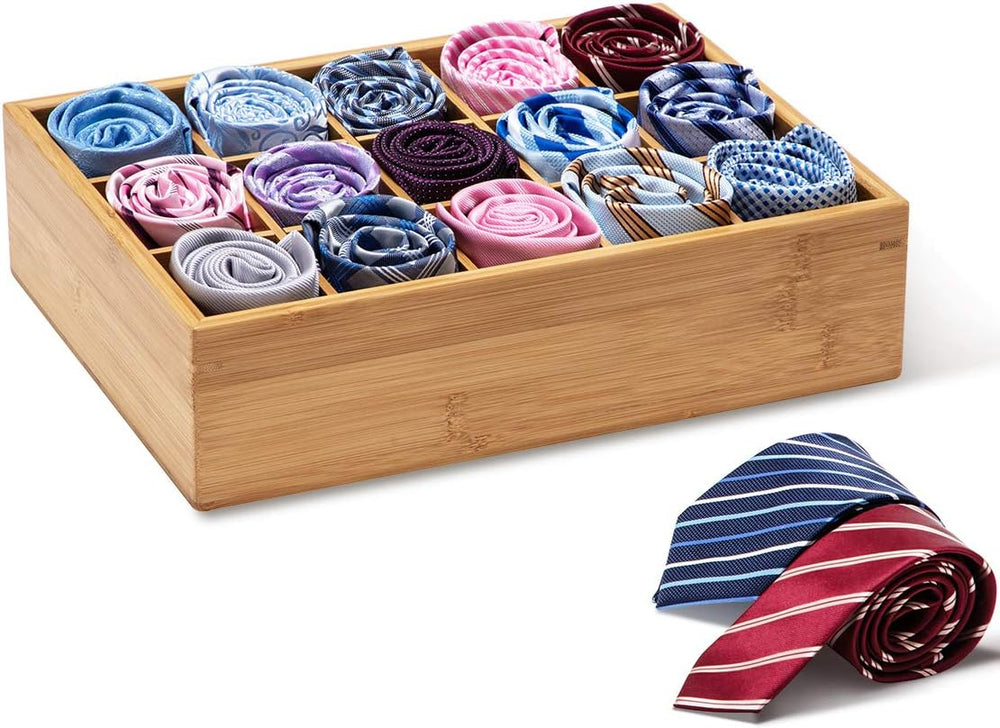 GOBAM Bamboo Closet Drawer Divider - Storage Organizer with 15 Compartments, ...