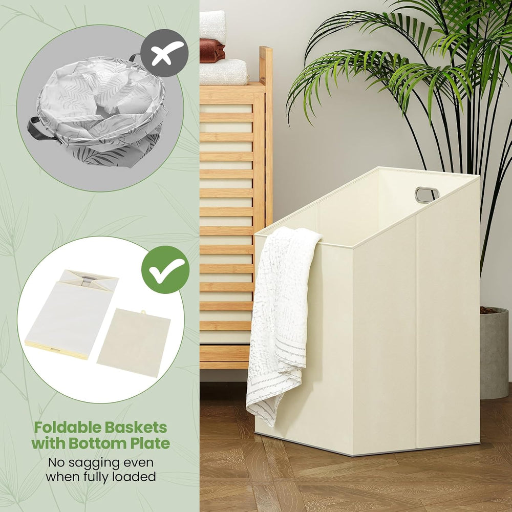 Giantex Tilt Out Laundry Hamper w/Removable & Foldable Fabric Bins