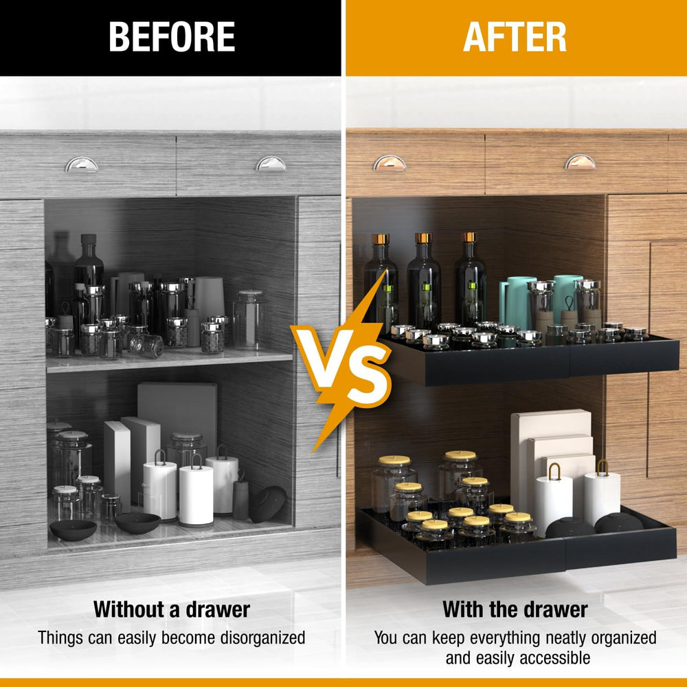Expandable Pull Out Drawers for Cabinets(Black) : Kitchen and Pantry Organize...