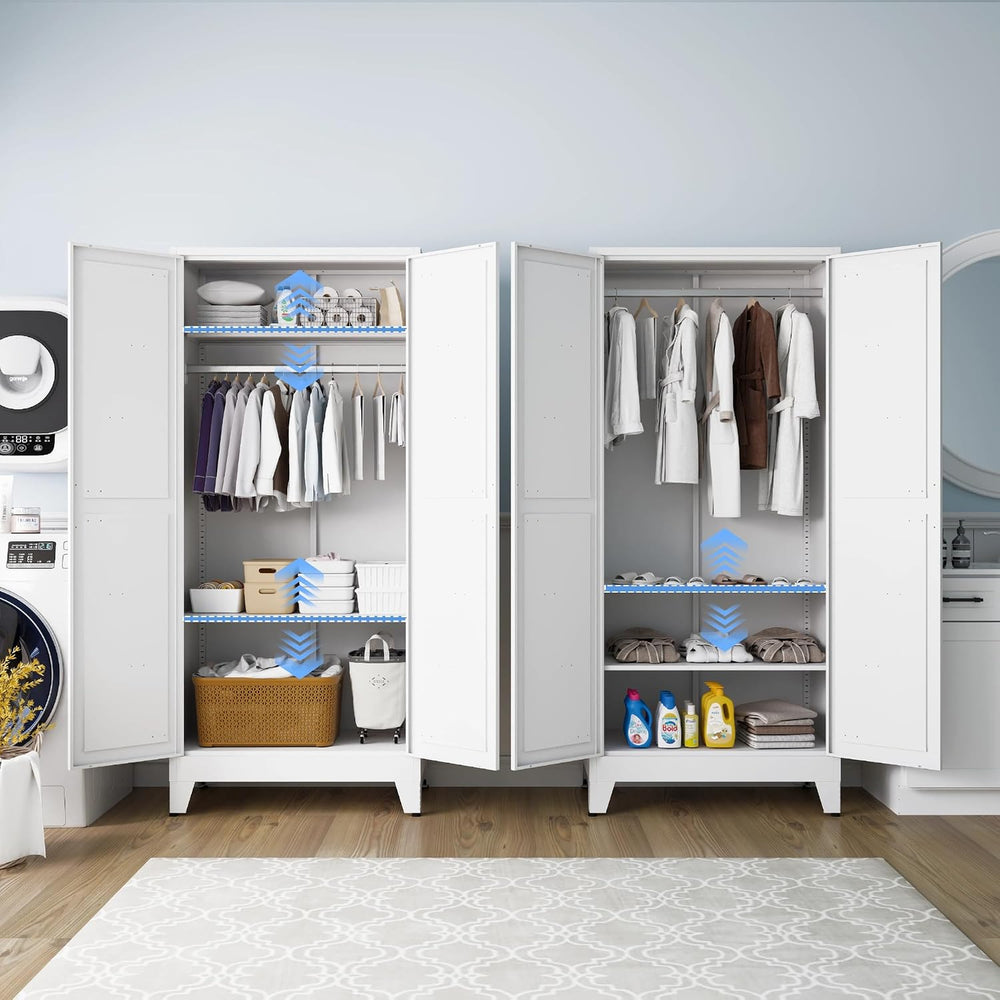 Wardrobe Closet with Doors, Armoire Wardrobe Closet with Hanging Rod