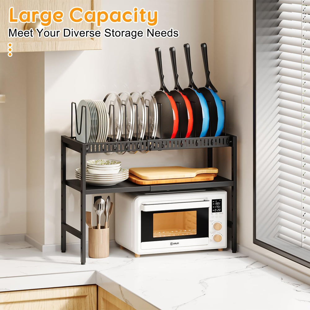 2-Tier Pots and Pans Organizer Under Cabinet,Expandable Pots Lid Organizers I...