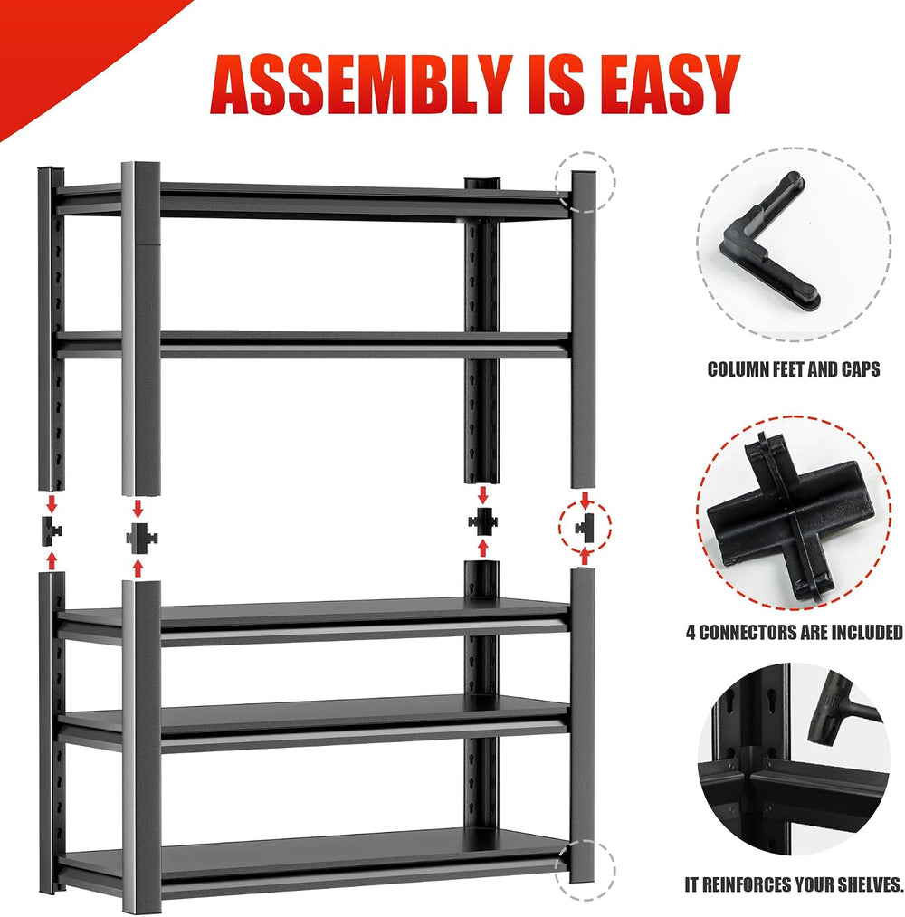 OLLRRACT 5-Tier Garage Shelving, Metal Storage Shelves 2 - Pack