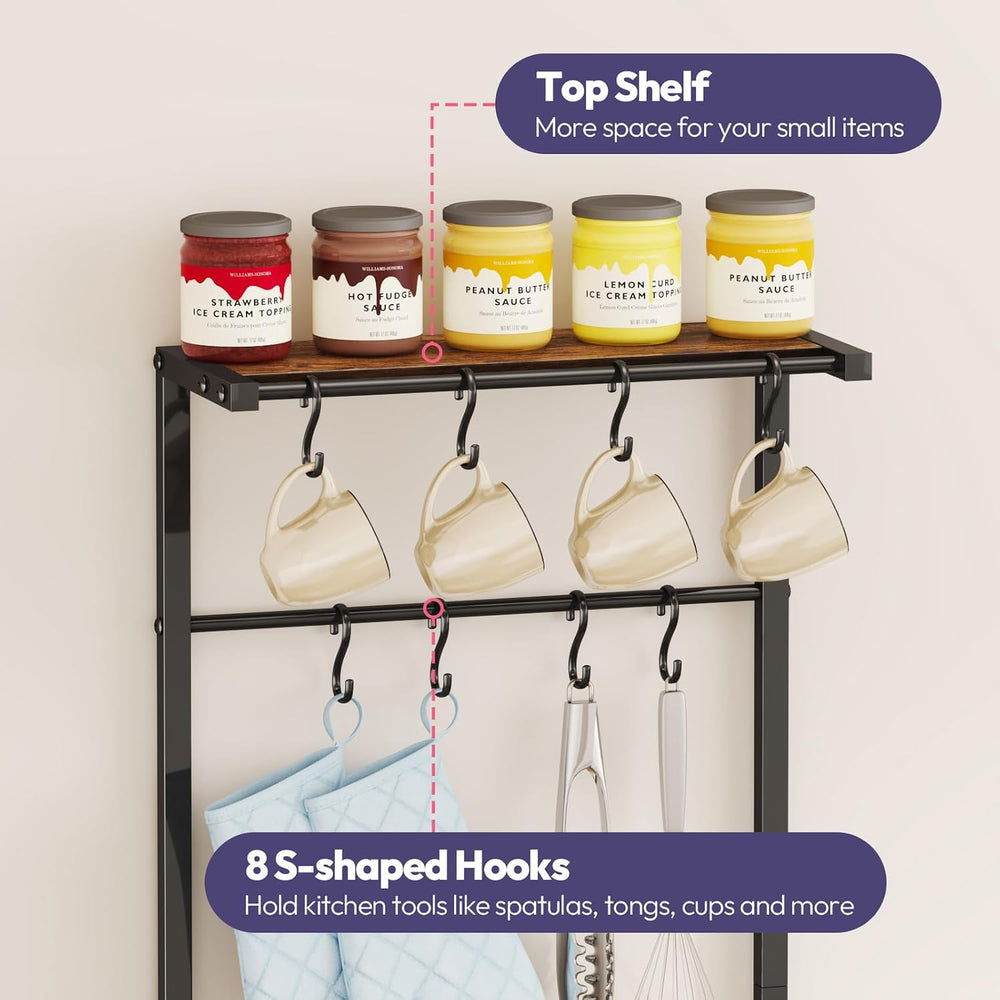 SWTYMIKI Bakers Rack with Storage - Coffee Bar Cabinet with Shelves, Coffee S...