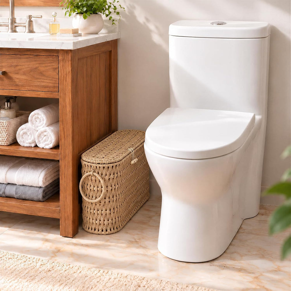 Endymion Wicker Toilet Paper Basket with Lid, Rattan Toilet Paper Storage
