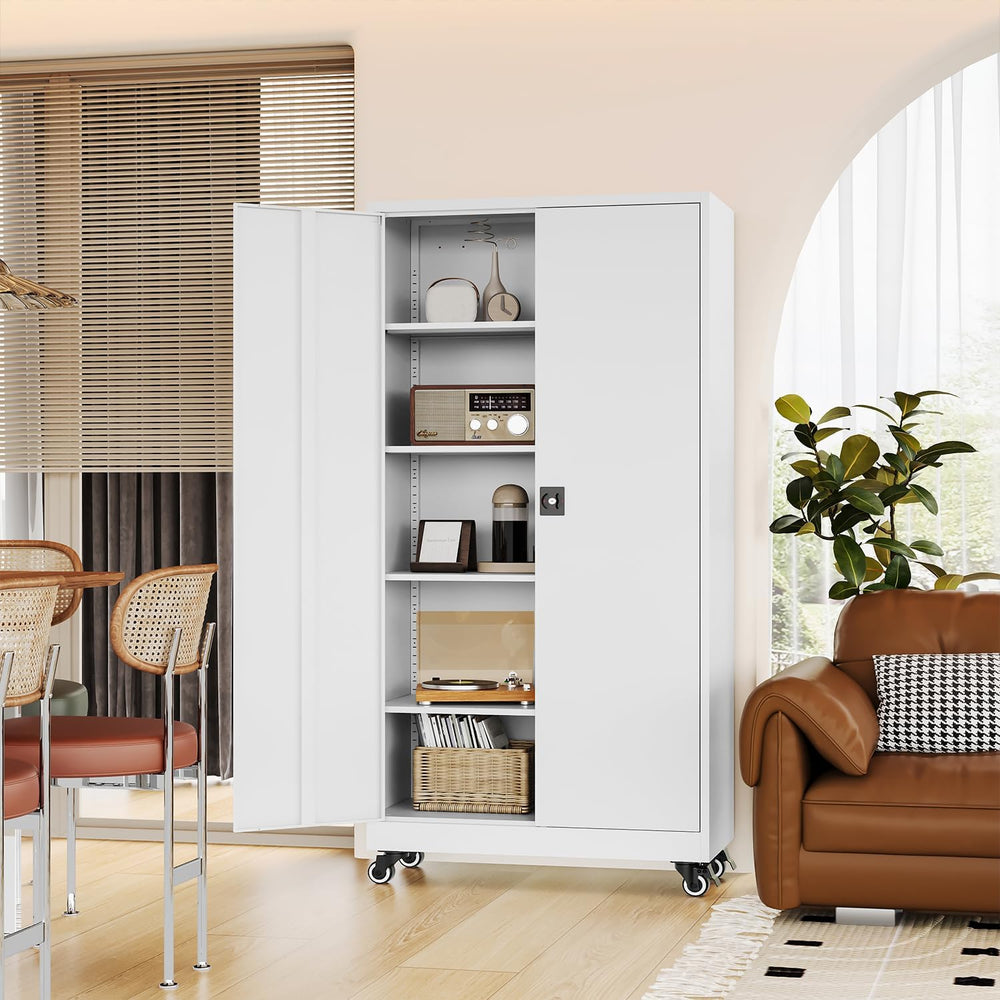 Fesbos Metal Rolling Storage Cabinet-74.6” Tall Steel File Cabinets with Whee...