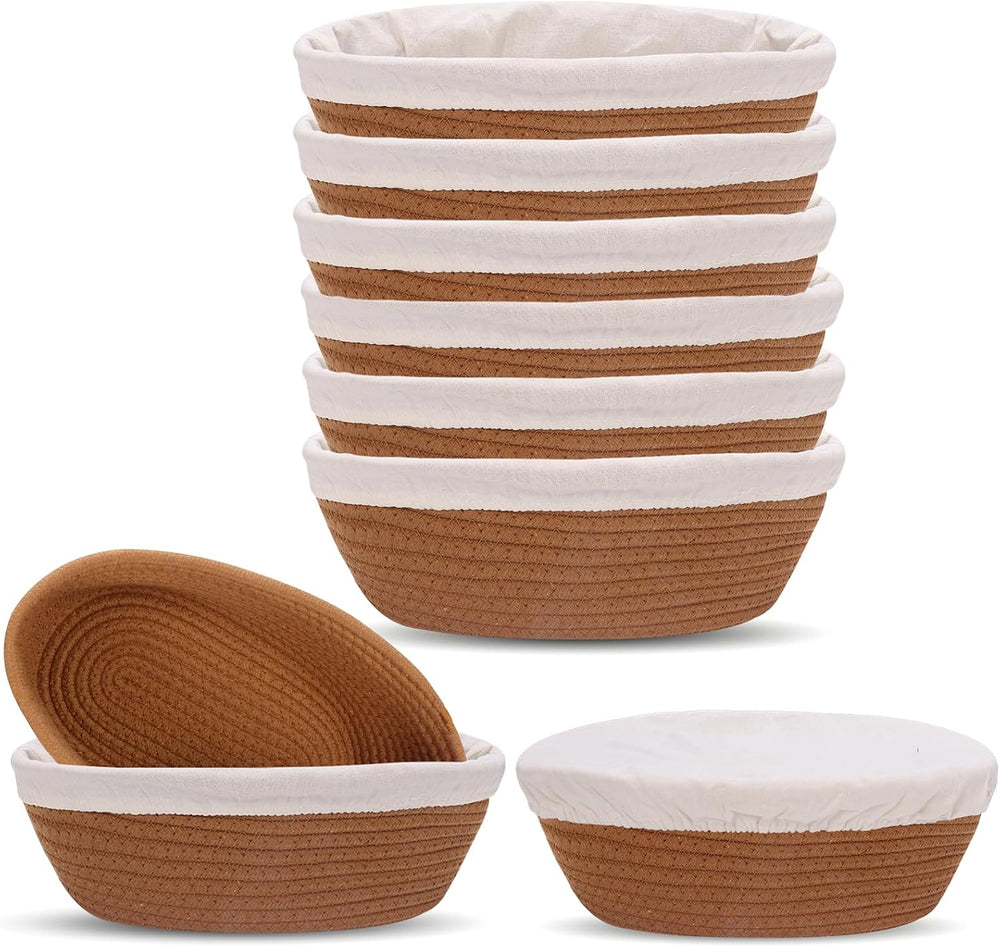 10 Inch Oval Cotton Banneton Proofing Basket Set of 6, Mini Sourdough Bread B...