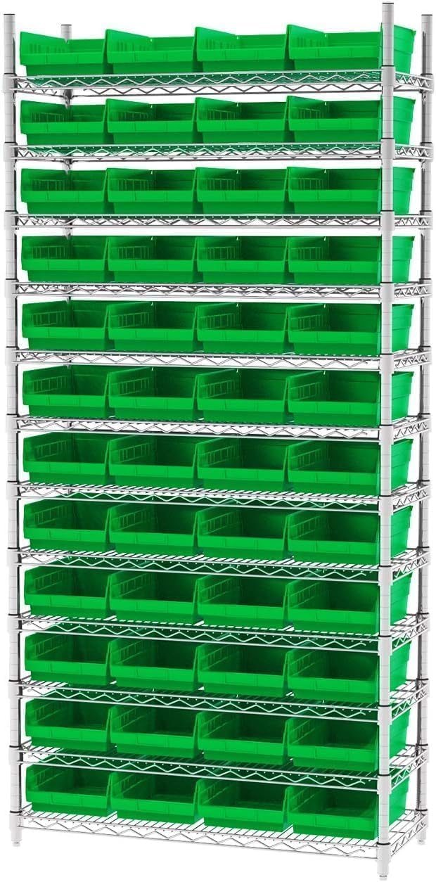 Akro-Mils 30150 Heavy Duty Plastic Shelf Bins, 12"x 8"x 4", Cl...