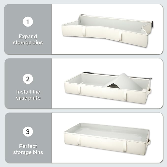 2-Pack Under Bed Storage Containers, 8 Inches Tall Underbed Clothes Storage