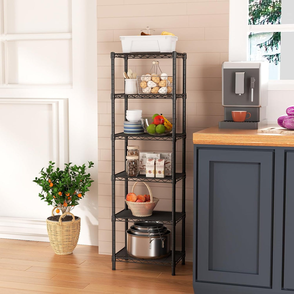 6Tier Adjustable Storage Shelves Metal Wire Shelving Standing Shelf