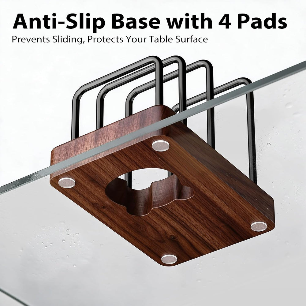 ENLOY 2 Pack Cutting Board Holder with Walnut Cute Bear and Heart Base