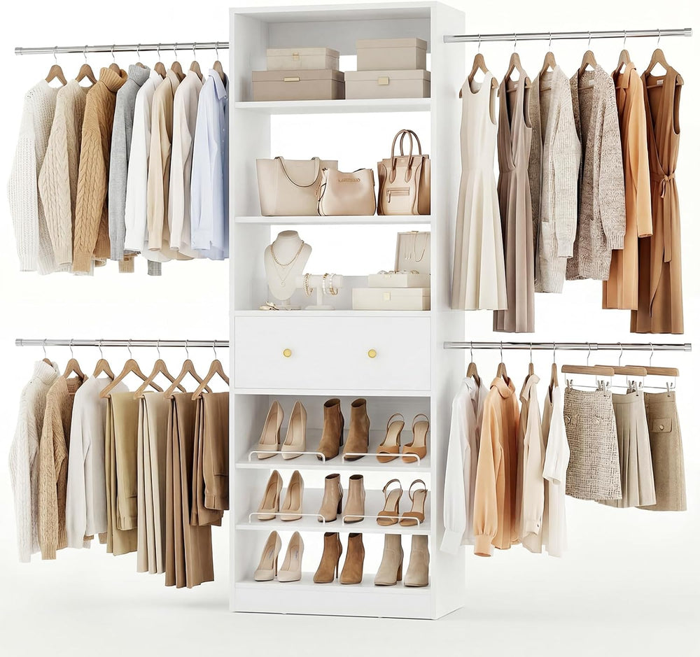 Armocity Wood Closet Organizer System - 4FT-9FT Expandable Wardrobe Closet wi...