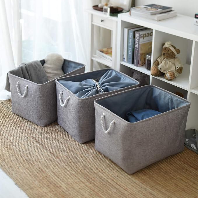 TheWarmHome Storage Baskets for Organizing, Sturdy Fabric Storage Basket (3 P...