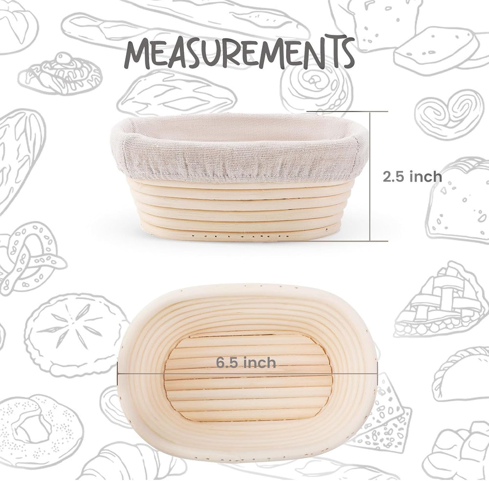 DOYOLLA Mini Oval Proofing Set (6.5inch, set of 5), Sourdough Proofing Basket...