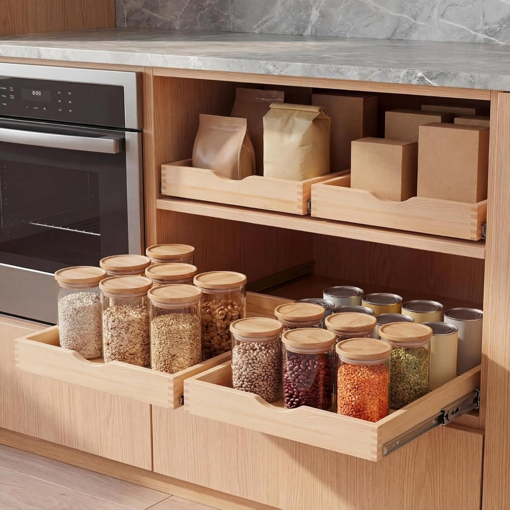 2 Set Wood Pull out Cabinet Organizer, Wood Color, 15'' X 21''...