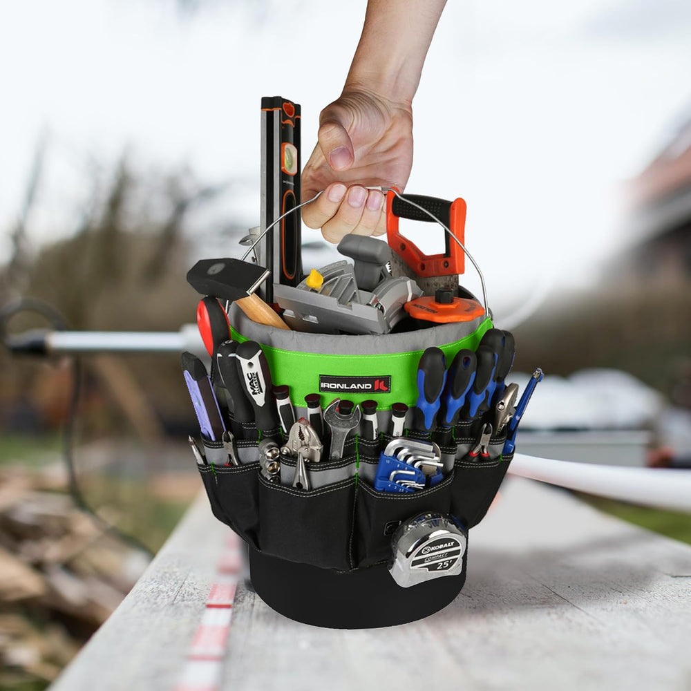 IRONLAND Bucket Tool Organizer Fit 3.5-5 Gallon Bucket, 51 Pockets, Bucket To...