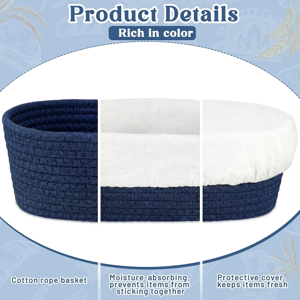 4 Pcs 10 Inch Cotton Rope Banneton Bread Proofing Basket Set Oval Banneton Ba...