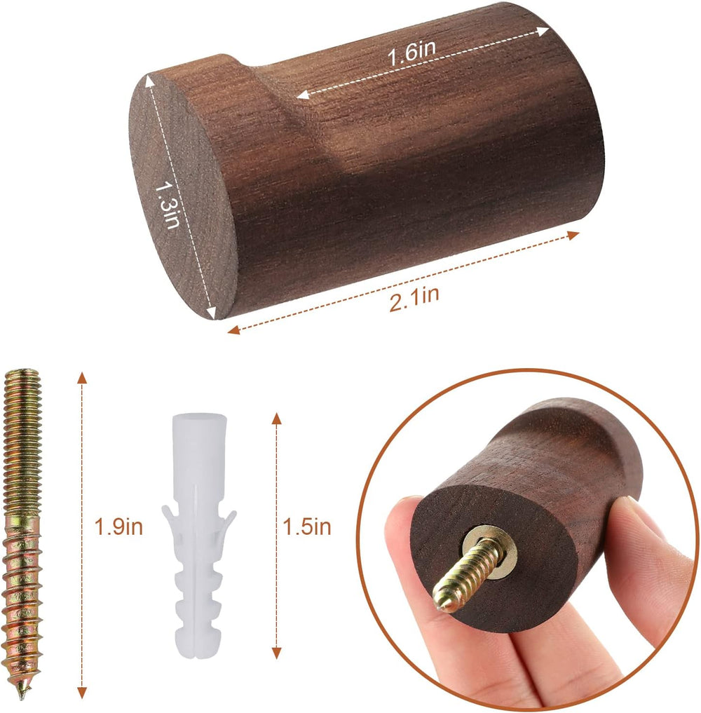 bsdonte 12 Pack Wood Wall Hooks, Natural Wooden Coat Hooks Wall Mounted, Hand...