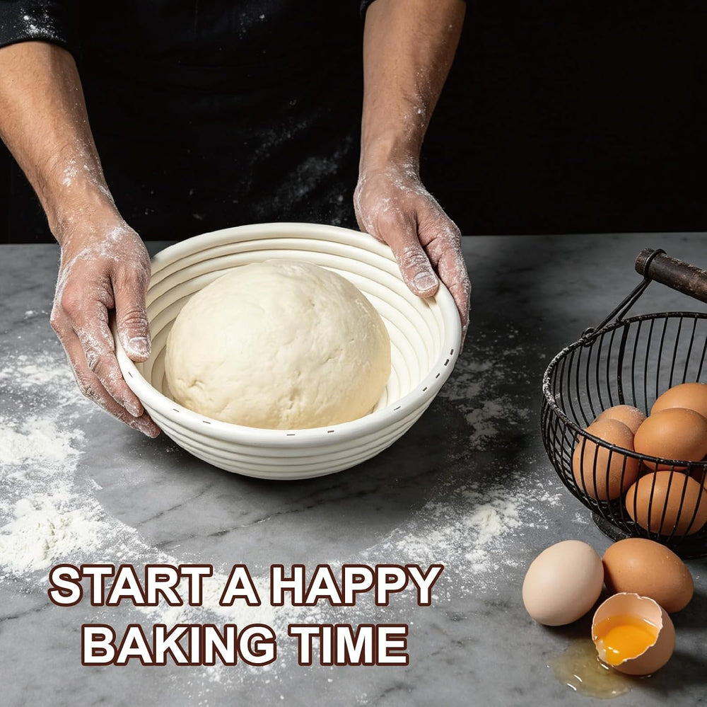 3 Pack Banneton Bread Proofing Basket, 9 Inch Round Sourdough Proofing Basket...