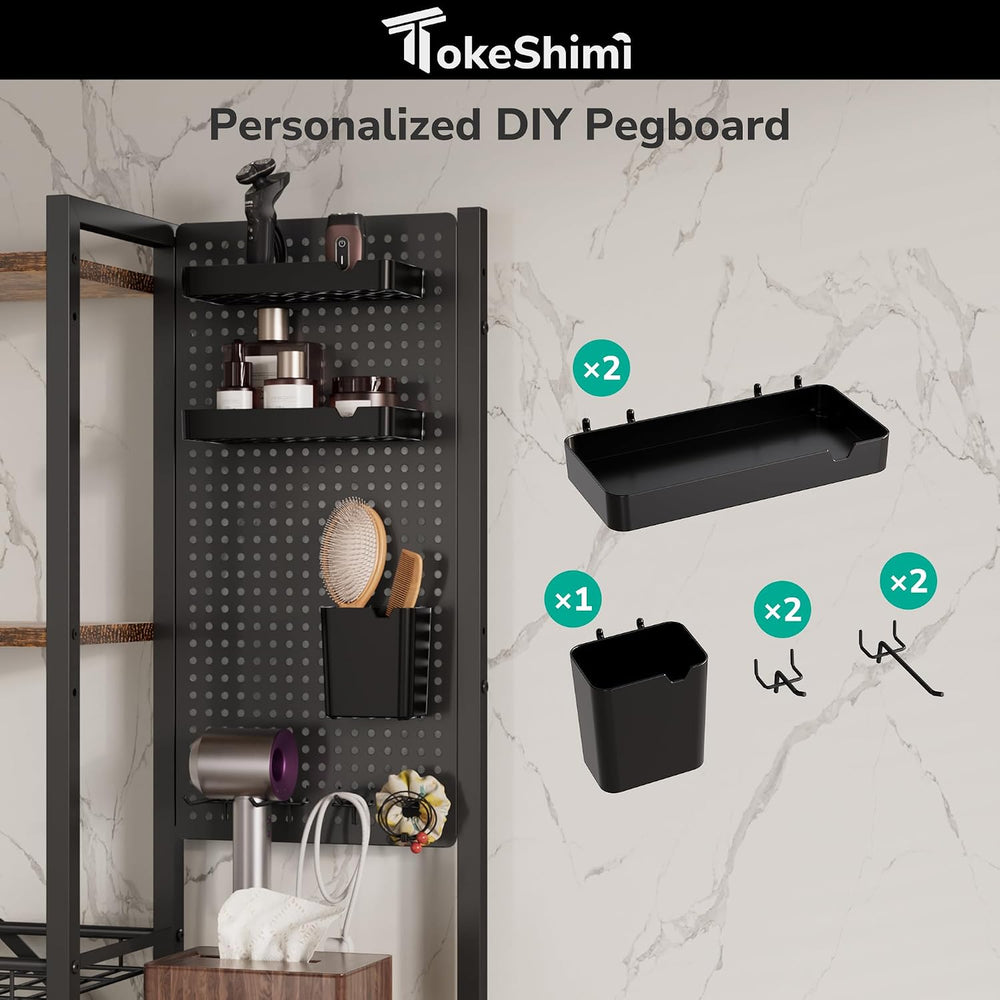 6-Tier Over the Toilet Storage Rack, Adjustable Wooden Shelf