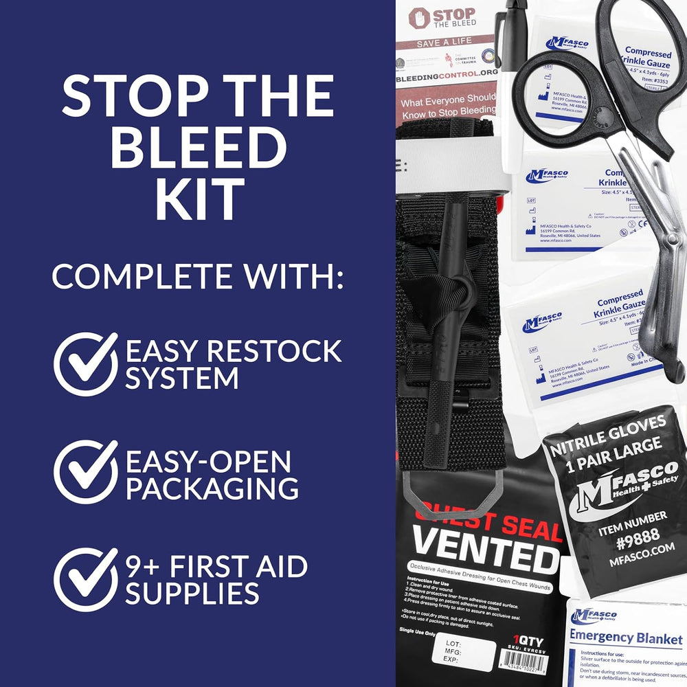 Stop the Bleed Bleeding Control Kit with Tourniquet & Chest Seal 10 Piece