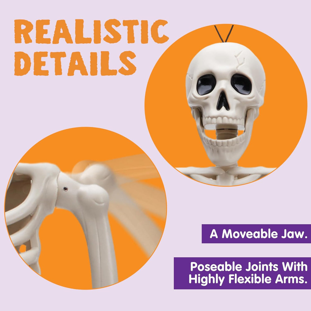 JOYIN 5 PCS Posable Halloween Skeleton Decor 16 Inches, Full Body Posable Joi...