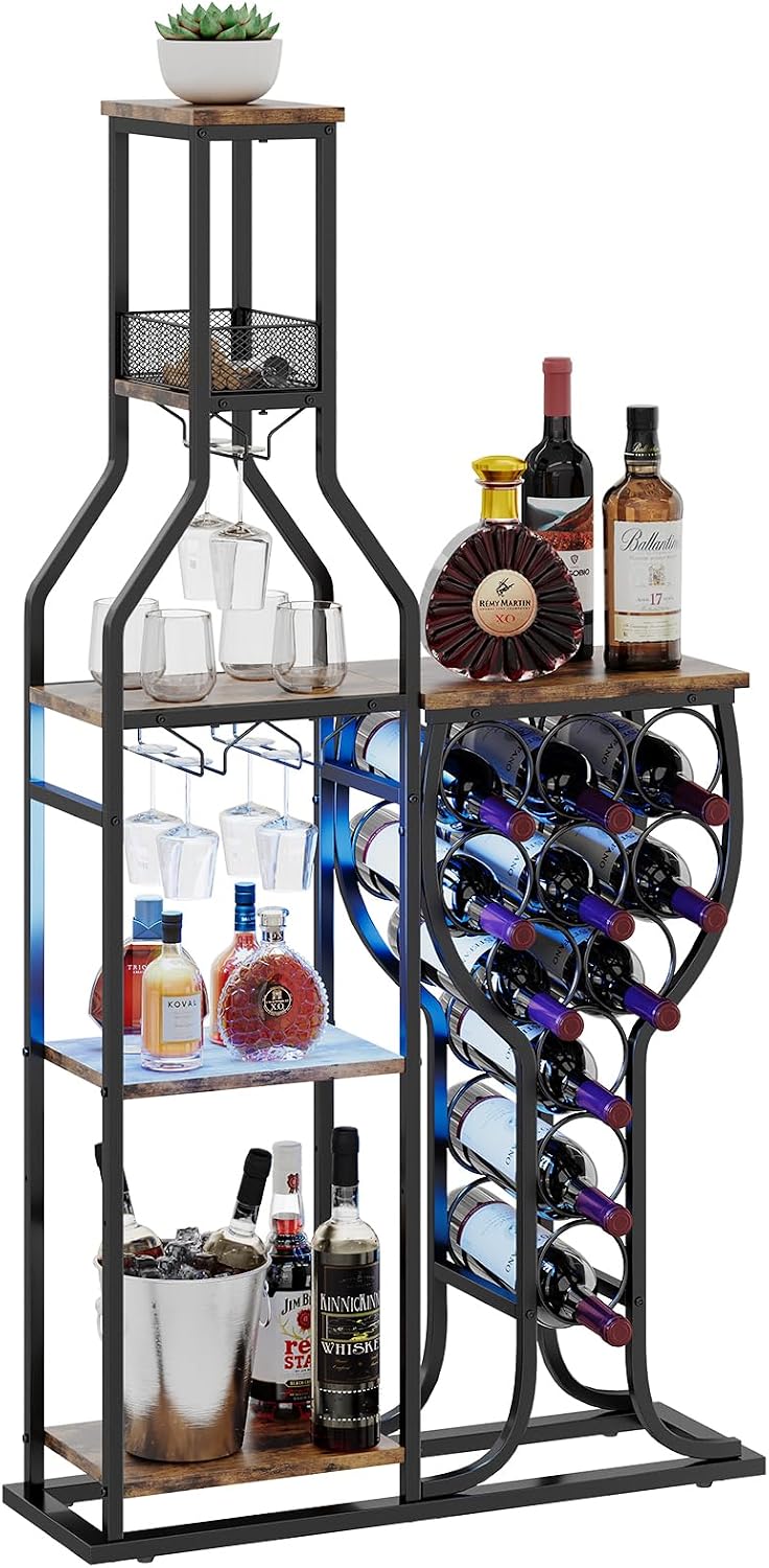 HavenlyYouth Liquor Cabinet for Home Bar, 5-Tier Wine Rack Freestanding Floor...