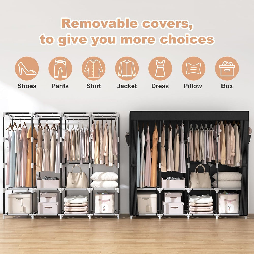 VTRIN Portable Closet for Hanging Clothes 67 Inch Wide Large Capacity Portabl...