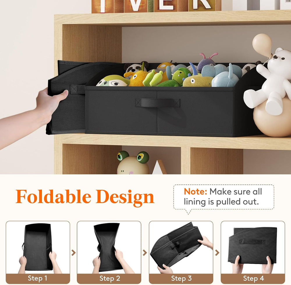 Lifewit Trapezoid Closet Storage Bin for Shelf, 6 Packs 23L, Black