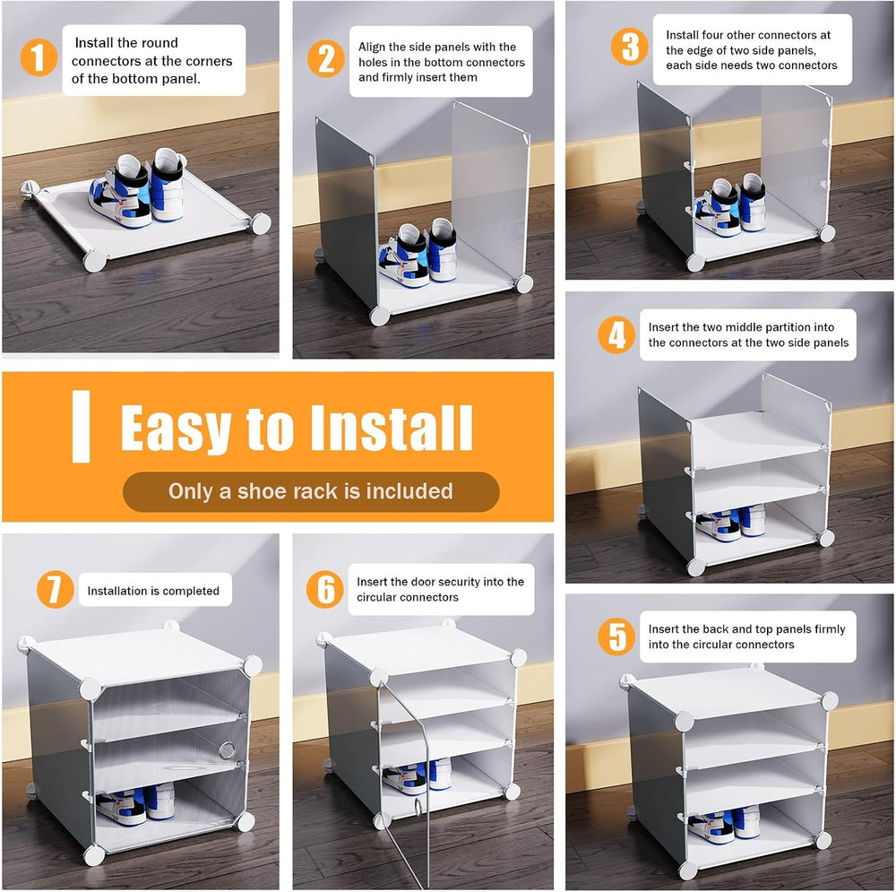 12-Tier Stackable Shoe Rack Cabinet: 92 Pairs Shoe Storage Organizer, White, ...