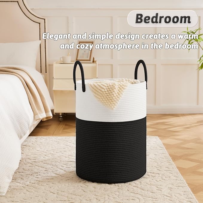 Laundry Basket, Woven Cotton Rope Laundry Hamper, 100L