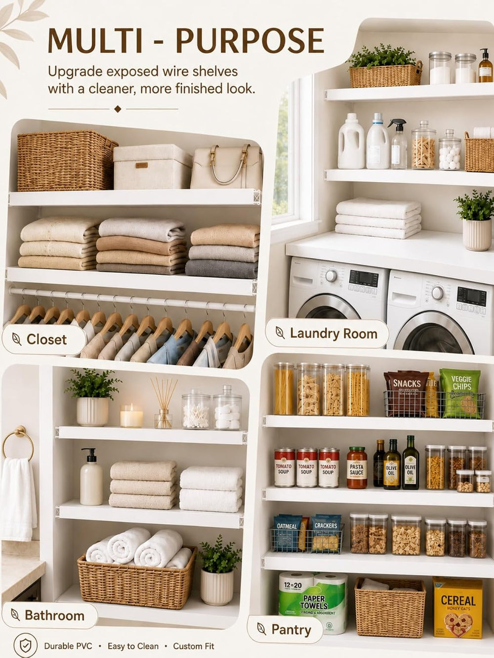 Wire Shelf Covers for Pantry Wire Rack Covers for Shelves 26X12-4PCS