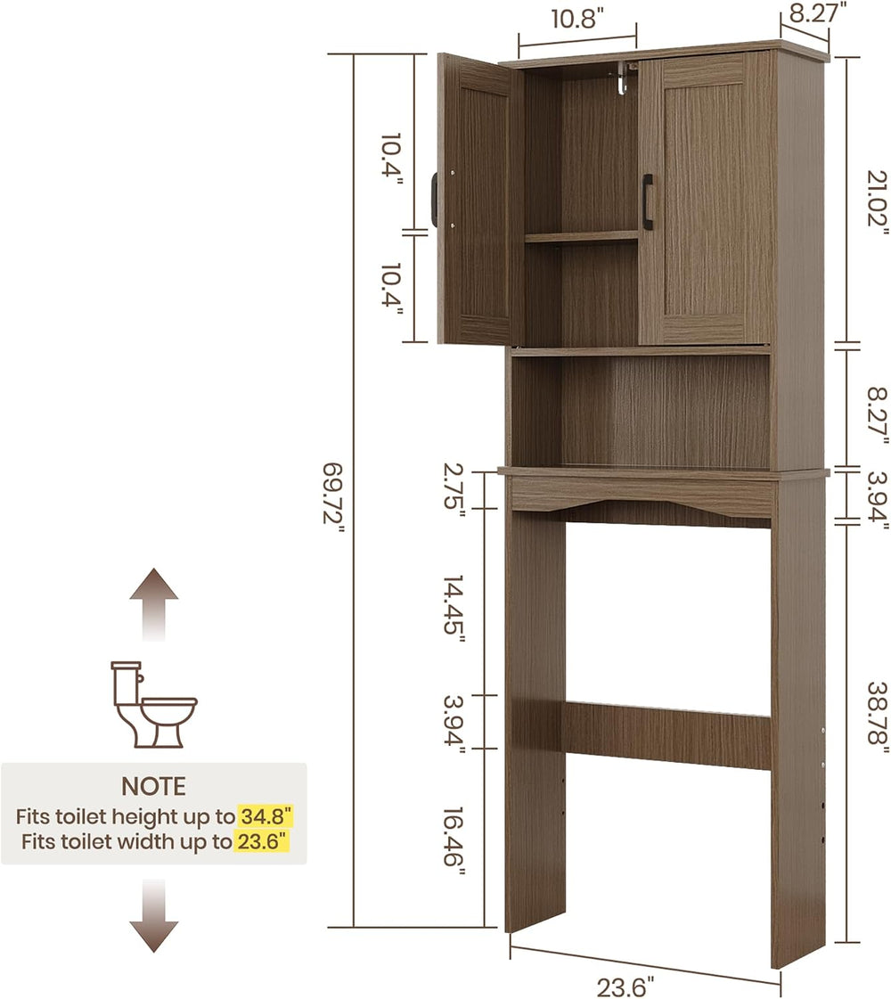 ROOMTEC Over the Toilet Storage Cabinet with Adjustable Shelf and Double Door...